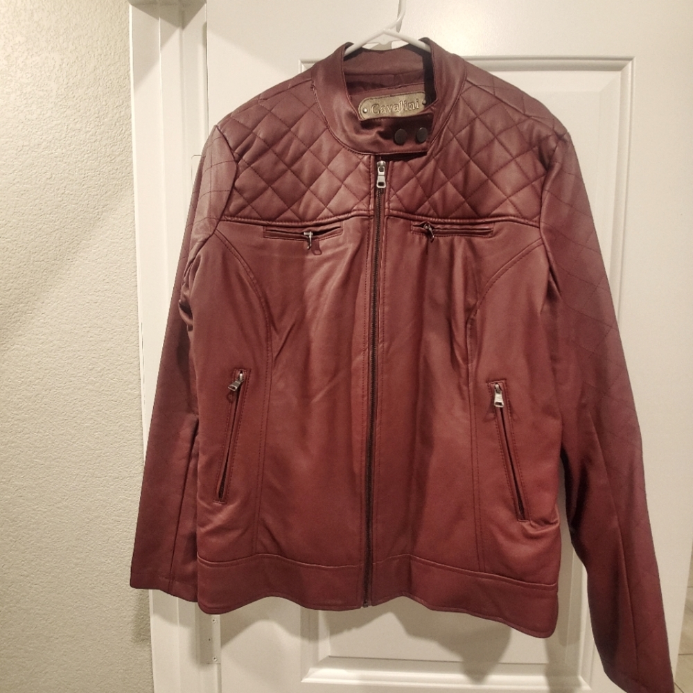 Leather bomber jacket